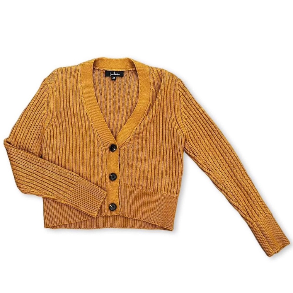 lulus burnt orange button up knit cardigan